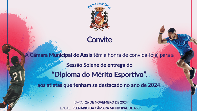 Câmara Municipal entrega Diploma de Mérito Esportivo nesta terça-feira